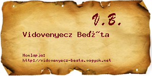 Vidovenyecz Beáta névjegykártya